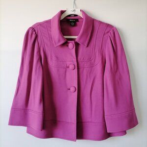 Style & Co Womens Fuchsia 3/4 Sleeve Collared Stretch Button Front Jacket Size 6